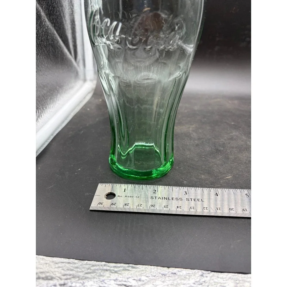 Vintage Coca-Cola Green Glass Tumbler Embossed Logo 16oz Georgia Green 6 inch
